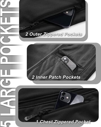 Жіночий софтшеллова жилетка 33000ft з капюшоном, флісовою підкладкою, водонепроникна та вітрозахисна спортивна жилетка з 5 кишенями для їзди на конях, бігу, походів, XXL, чорний