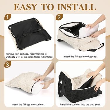 Автокрісло для собак Pawaboo - зручне ліжко-переноска для маленьких собак до 11 кг (чорне)