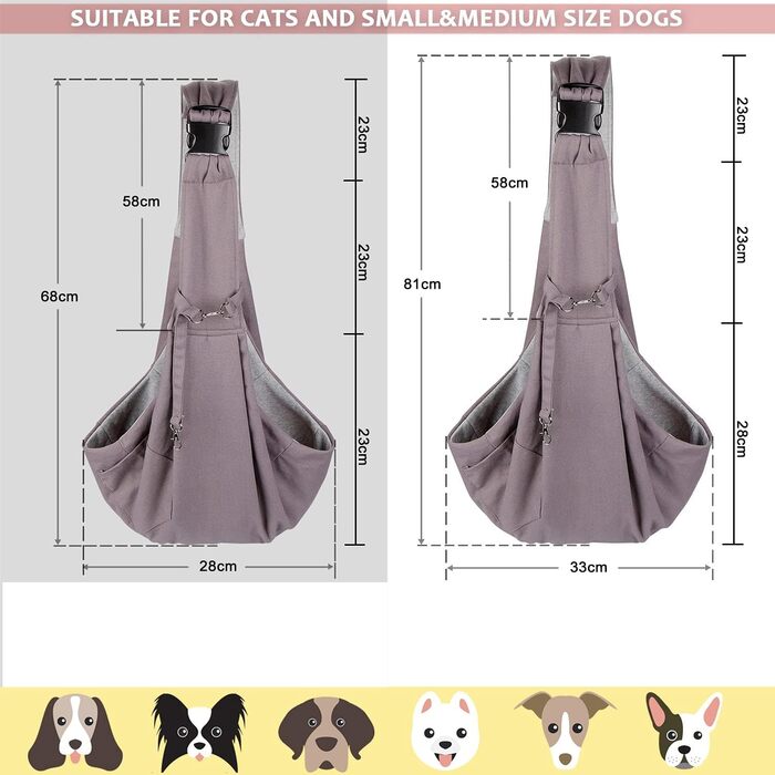 Транспортувальна сумка для собак та котів AGPTEK | До 15 кг, регульована, для прогулянок та подорожей | Розміри: 33 x 28 x 10 см