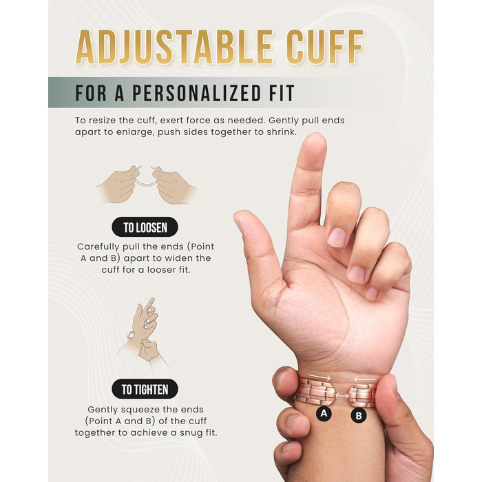 Браслет на руку чоловічий MagnetRX® з чистої міді – Мідний браслет для чоловіків для магнітної терапії – Ідеально при артриті та синдромі карпального тунелю – З інструментом для регулювання довжини (з клеймом, мідний манжет)