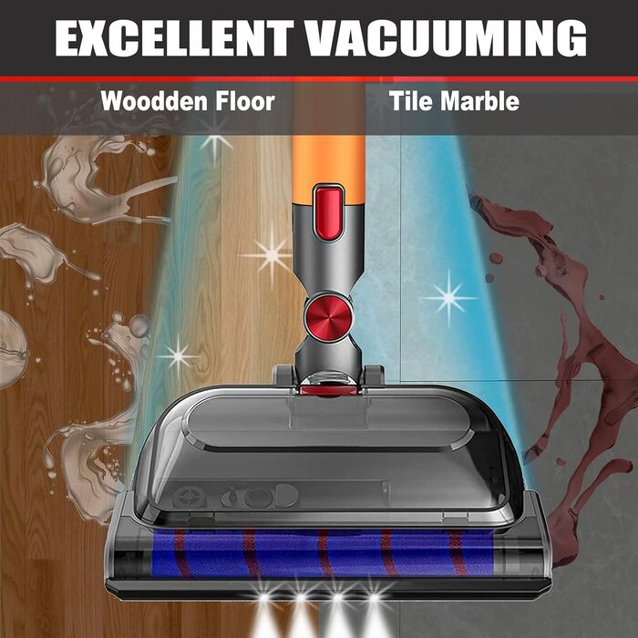 Турбо-щітка Italdos для пилососів Dyson V7 V8 V10 V11 V15 та Lava - для підлоги з мармуру та дерева (з мікрофіброю)