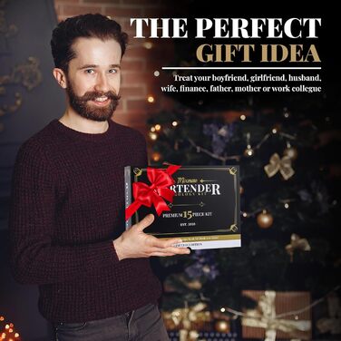 Набір бармена Mixology: 15 предметів, срібний, для приготування коктейлів (шейкер, мірний стакан, сито, ложка, щипці)