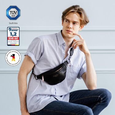 Berliner Bags преміум поясна сумка Mona з натуральної шкіри, через плече, кросбоді, чорна, M