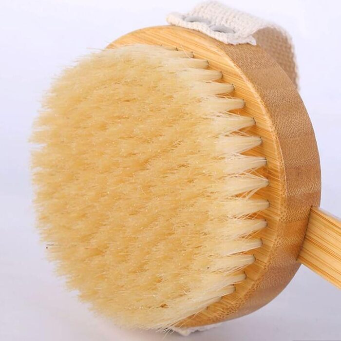 17.7-inch Bath and Body Brushes for Women, Boar Bristle, Long Handle, Bath Brushes, Back Scrubber for Shower for Men, Bamboo Shower Brushes