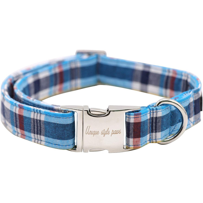 Нашийник для собак та котів з бантиком Unique Style Paws, міцний, регульований, для дівчаток та хлопчиків, блакитне плетіння