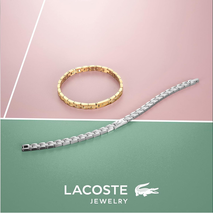 Браслет Lacoste MetroPole з застібкою-кнебелем, візерунок petit piqué, срібло (01), для жінок