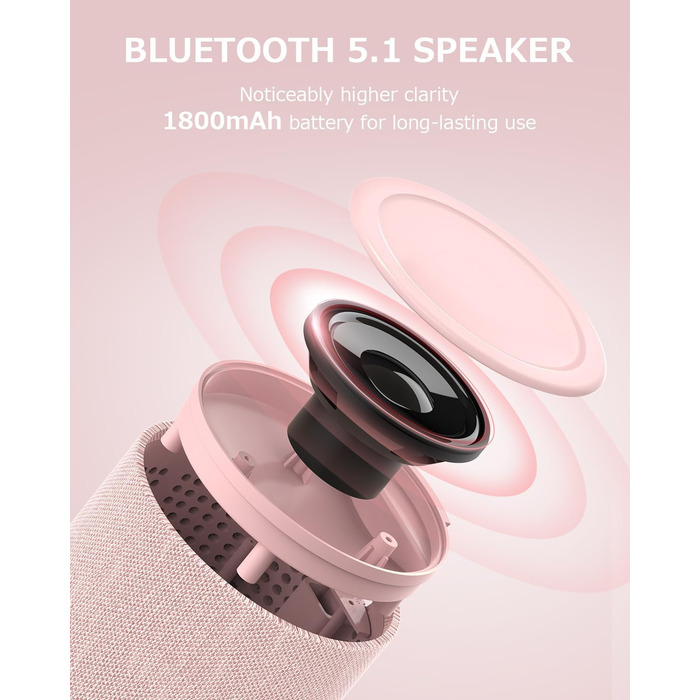 Bluetooth колонка COLSUR з магнітним бездротовим зарядним пристроєм та нічником, рожева (PINK) для iPhone 17/16/15/14/13/12, AirPods Pro/4/3/2