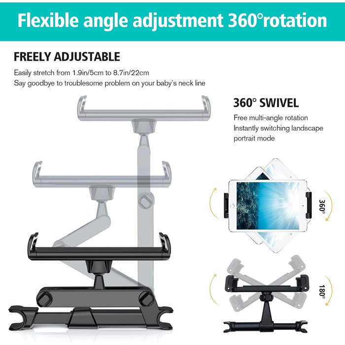 Тримач для планшета в авто, універсальний, висувний, для iPad, iPhone, Samsung Galaxy Tab, Switch (4.7-13 дюймів)