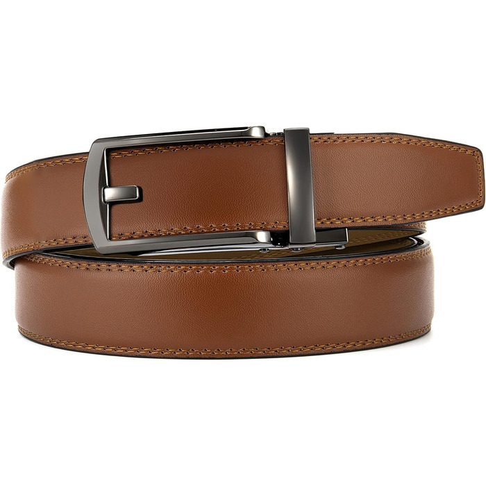 Чоловічий шкіряний ремінь CHAOREN з автоматичною пряжкою, 32 мм, для ділового стилю та урочистих заходів, без отворів, розмір 100-110 см (загальна довжина 125 см)