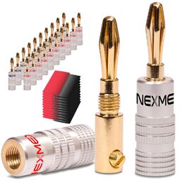 NEXMEX Бананові роз'єми з термозбіжною трубкою, 22 шт. - 24K позолочені для аудіокабелів, Hi-Fi ресиверів, підсилювачів
