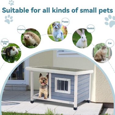 Будинок для собак Petsfit з балконом та терасою, вулиця, 85x62x52 см, сірий