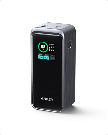 Потужний зовнішній акумулятор Anker Prime Powerbank 20000mAh 200W з цифровим дисплеєм, порти 2x USB-C та 1x USB-A для iPhone, Samsung, MacBook, Dell
