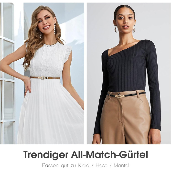 Жіночий тонкий шкіряний ремінь WHIPPY з золотистою пряжкою, 105 см (для талії до 95 см), чорний/коричневий