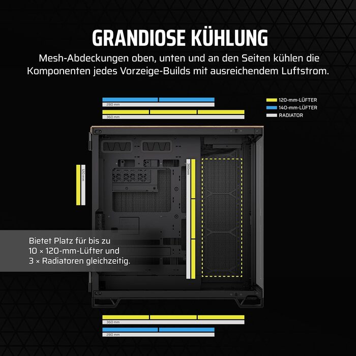 Корпус ПК CORSAIR 6500X Mid-Tower ATX з термопанелями, чорний/горіх, двокамерний дизайн