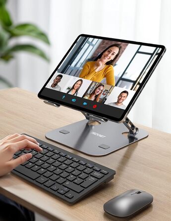 Підставка для ноутбука TECKNET регульована по висоті, ергономічна, складна, портативна з вентиляцією, сумісна з ноутбуками та планшетами 11-17.3 дюймів (сіра)