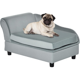 PawHut Крісло-диван для собак та котів з місцем для зберігання, сірого кольору, 76 x 45 x 43 см