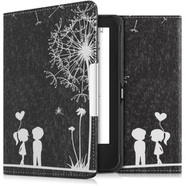 Чохол-книжка kwmobile для Tolino Shine 2 HD - Чохол для електронного читача з квітковим принтом (підтюльник) білий/чорний