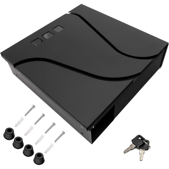 Поштовий ящик Verda з газетницею, нержавіюча сталь, антрацит, 37x37x11 см, вікно, тримач для газет, табличка для імені, сучасний, погодостійкий, 2 ключі