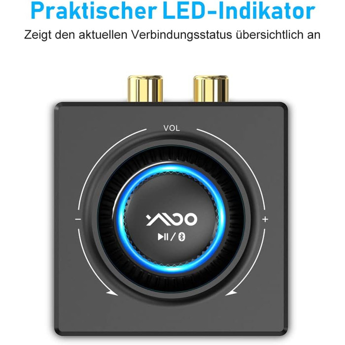 Bluetooth аудіоприймач YMOO 5.3: AUX адаптер для стереосистеми, TV, PC, MP3-плеєра, 50ft радіус дії, 3.5mm jack & RCA вхід
