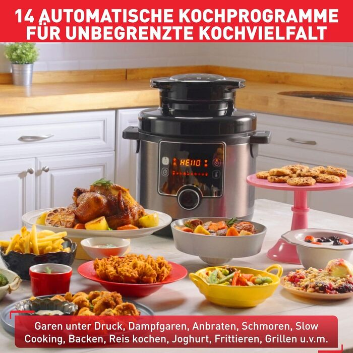 Tefal CY7788 Turbo Cuisine & Fry Multicooker | Pressure Cooker & Air Fryer | 14 Automatic Cooking Programs | Extra Crisp Lid | Versatile | 7.6 L Capacity | Includes Recipe Booklet & Cuisine & Fry Recipe App - 7.6L Multicooker