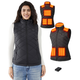Електрична гріюча жилетка для жінок, 18400mAh, 7.4V, тепла степна жилетка на зиму, чорна (M)