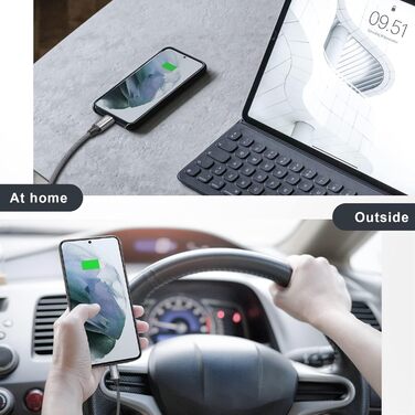 Кабель USB-C RAVIAD [4 шт. 0.5м, 1м, 2м, 3м] 3.1A, швидка зарядка, нейлон, для iPhone, Samsung, Huawei, сірий