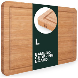 Blumtal Cutting Board Wood made from 100% Bamboo L - 2cm thick wooden board antibacterial - solid cutting board with juice groove - wooden cutting board 38x25x2cm - Alternative to plastic cutting board
