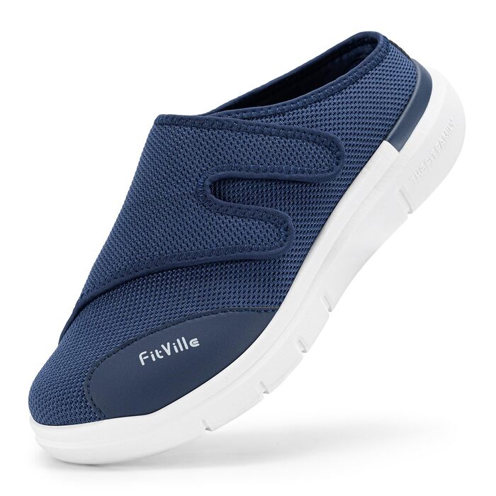 Домашні тапочки FitVille для чоловіків, широкі з клямкою, пантофи для реабілітації, розмір 41 EU, блакитні