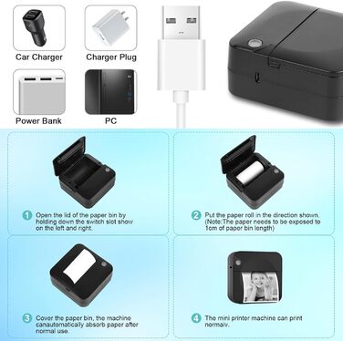 Портативний термопринтер GuKKK Mini: бездротовий фотодрук зі смартфона, 13 рулонів паперу та 5 кольорових олівців, для списків та щоденників