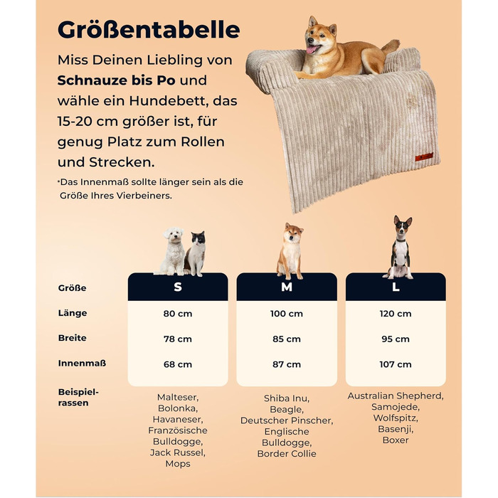 Крісло-лежанка для собак Belune Hundecouch Deluxe - миється, плюш, захист дивану, для собак середніх та маленьких порід (темно-сірий, L - 120x95 см)