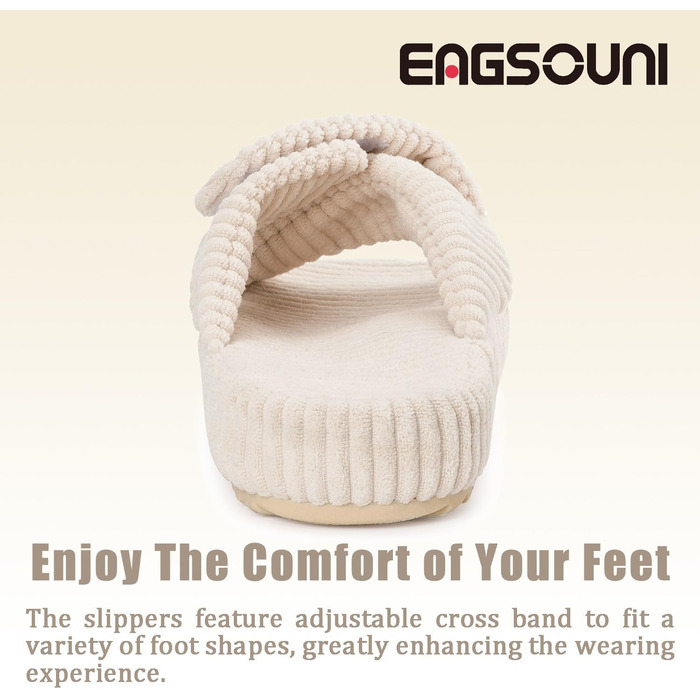 Жіночі домашні тапочки з Memory Foam, зручні, з перехресними ремінцями, антиковзні, для дому та сну, колір бежевий (37/38 EU)