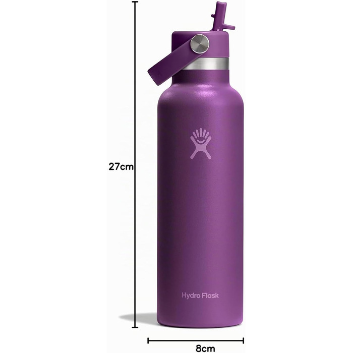 Термопляшка Hydro Flask Standard Mouth 621 мл зі сталевим корпусом та кришкою-соломкою, вакуумна ізоляція, герметична, для гарячих та холодних напоїв (Beachplum)