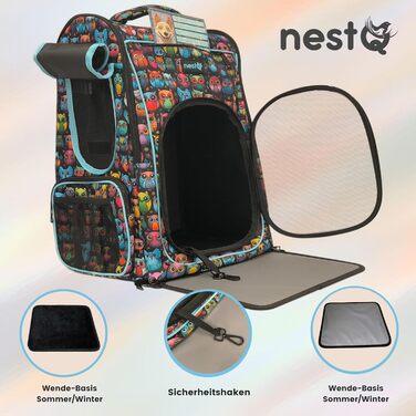 Рюкзак для собак та котів до 5 кг, ергономічний, з вентиляцією, для подорожей (Блакитні Сови)