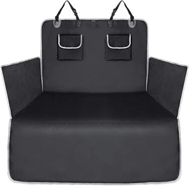 Захист для багажника авто Toozey для собак – Ultraleichte Hundedecke, універсальний, водовідштовхувальний, міцний, з боковим захистом та великими кишенями, швидкий монтаж, XL, чорний з сірою кромкою