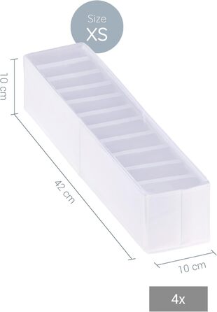 ROW&LINE® – Organizer Set – 11 extra tall compartments for underwear, bras & clothing – organization system for changing tables – durable & washable for any closet & drawer – white – Size: 4x S (White: 4x Xs)