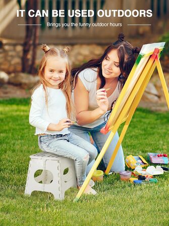 Складний табурет HOUSE DAY 27см чорний, 150кг, з антиковзними ніжками та ручкою, для кухні, ванної, дитячої кімнати, кемпінгу