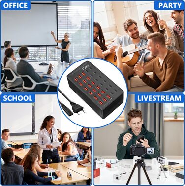USB-станція зарядки 30 портів 150W USB-C, хаб для iPhone/Samsung/Pixel/планшетів. Мережевий адаптер живлення