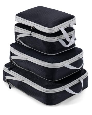 Набір кубиків-органайзерів для валізи Meowoo (4шт) - кубики-компресори, чорний