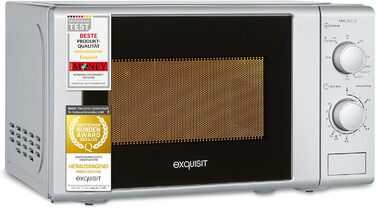 Мікрохвильова піч Exquisit MW 802G, 20л, 1000W, гриль, срібна