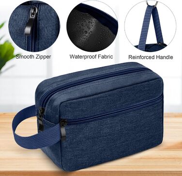 Чоловічий/Жіночий дорожній косметичний несесер для туалетних аксесуарів з подвійною блискавкою, блакитний