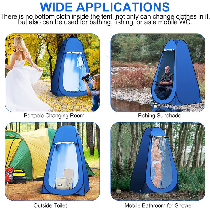 Намет для душу/туалету Pop Up, для кемпінгу та пляжу, блакитний, з сумкою, UV 40+