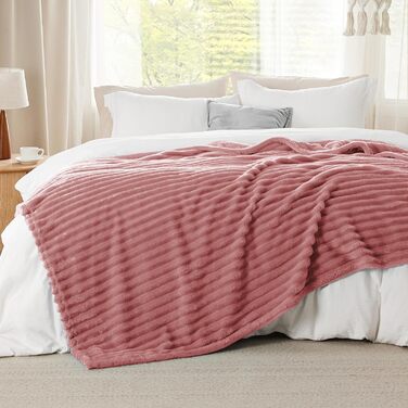 BEDSURE Плед великого розміру 220x240 см, теплий, м'який, рожевий. Плед для дивана, плед для кімнати, ковдра для відпочинку.
