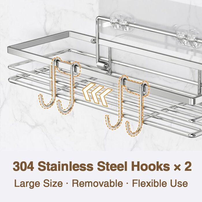Підставка для душу без свердління 2 шт. з нержавіючої сталі SUS304, полиця для ванної кімнати, клейка