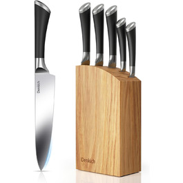 Набір кухонних ножів Messerblock Set, 7 предметів: професійний набір ножів з бруском, німецькі леза з високоякісної нержавіючої сталі, ергономічні ручки, для дому