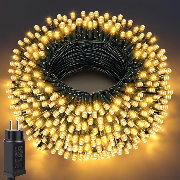 Льо́нточна гірлянда AIMENGTE 30м, 300 LED, тепле біле світло, 8 режимів, IP44, для прикраси саду, балкону, ялинки, вечірки