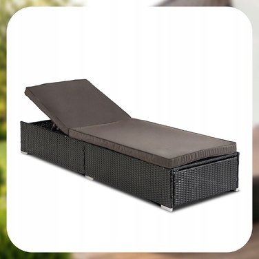 Шезлонг із техноротанга чорний Mebel Elite
