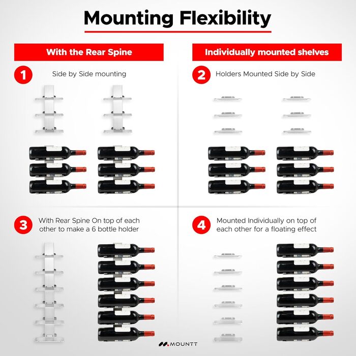 Настінна полиця для вина з нержавіючої сталі на 6 пляшок – стильна підвісна полиця для кухні та бару