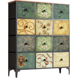 LYNCOHOME Chest of Drawers Cabinet with 8 Fabric Drawers, Sideboard with Fabric Drawers, Drawer Cabinet for Kitchen, Office, Hallway, TV Stand with Fabric Drawers (29.8D x 100W x 118H cm (12 Drawers))
