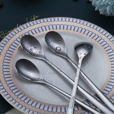 Набір ложок HOMQUEN (6 шт.) з нержавіючої сталі, чорного кольору. Ідеально підходять для кави, коктейлів, чаю та морозива. Преміум якість, довгий зручний ручка.