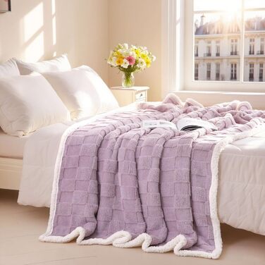 Плед Gracelife Sherpa з м'якого флісу, теплий та пухнастий, 150 x 200 см, сірий